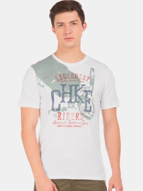 

Cherokee Men White Printed Round Neck T-shirt
