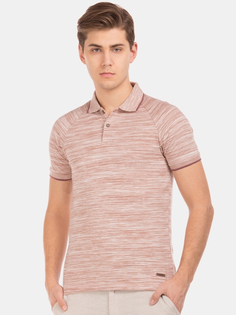 

Cherokee Men Beige Self Design Polo Collar T-shirt