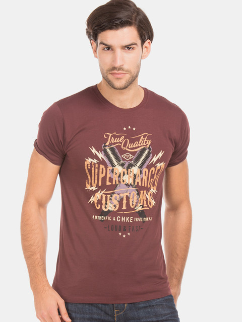 

Cherokee Men Red Printed Round Neck T-shirt