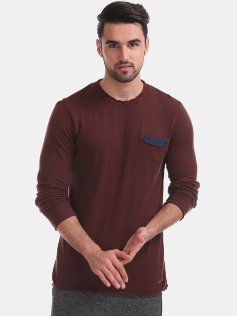 

Cherokee Men Burgundy Solid Round Neck T-shirt