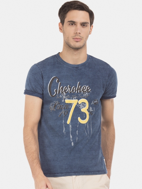 

Cherokee Men Blue Printed Round Neck T-shirt