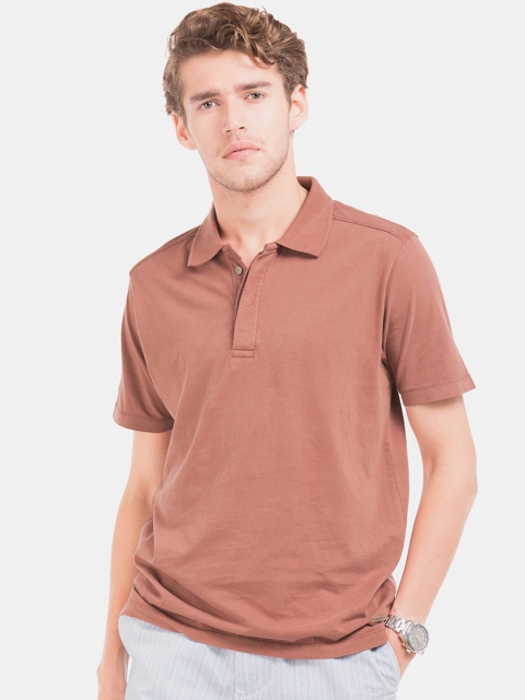 

Cherokee Men Rust Solid Polo Collar T-shirt