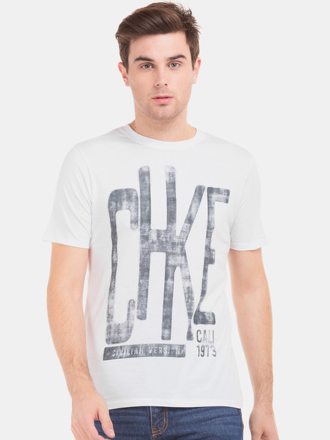 

Cherokee Men White Printed Round Neck T-shirt