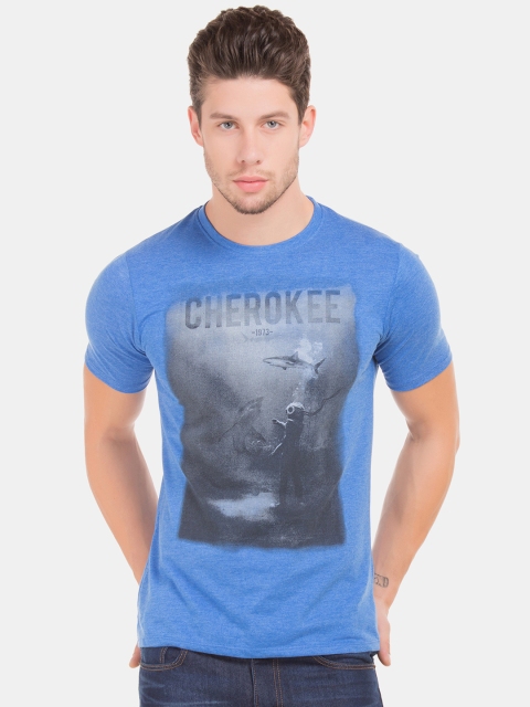 

Cherokee Men Blue Printed Round Neck T-shirt