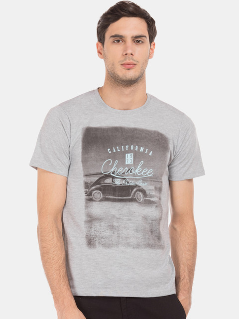 

Cherokee Men Grey Printed Round Neck T-shirt