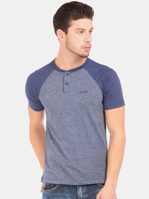 

Cherokee Men Blue Colourblocked Henley Neck T-shirt