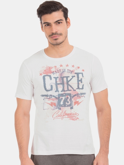 

Cherokee Men White Printed Round Neck T-shirt