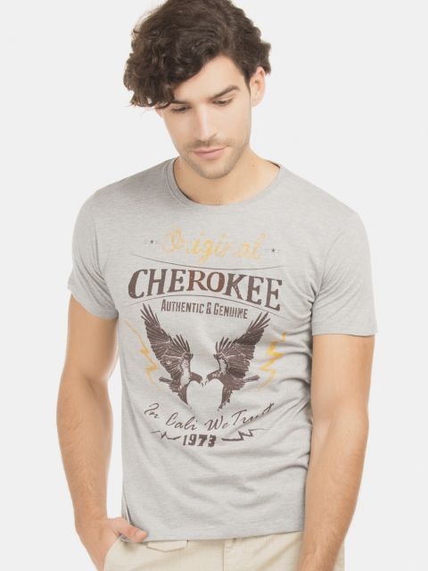

Cherokee Men Grey Printed Round Neck T-shirt