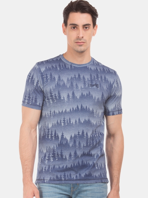 

Cherokee Men Blue Printed Round Neck T-shirt