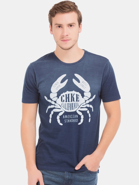 

Cherokee Men Navy Blue Printed Round Neck T-shirt