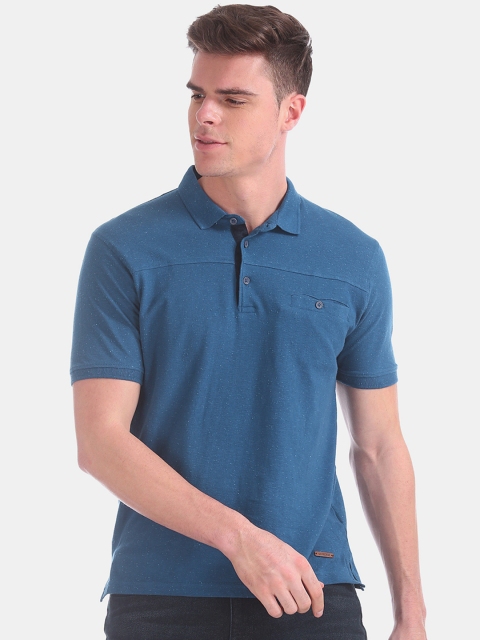 

Cherokee Men Blue Solid Polo Collar T-shirt