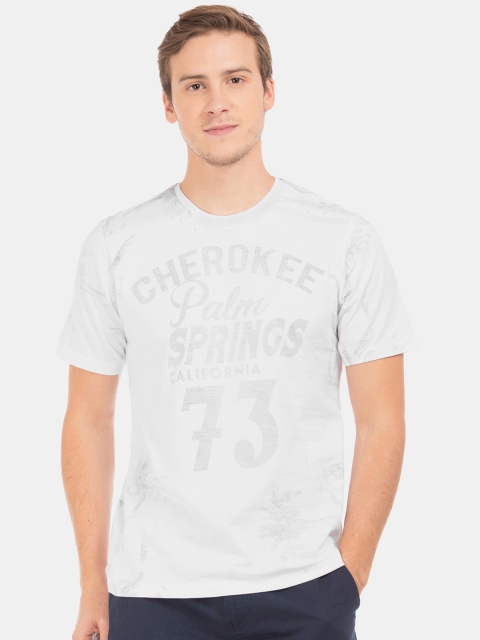 

Cherokee Men White & Grey Printed Round Neck T-shirt