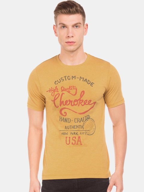 

Cherokee Men Yellow Printed Round Neck T-shirt