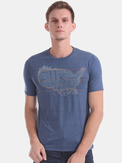 

Cherokee Men Blue Printed Round Neck T-shirt