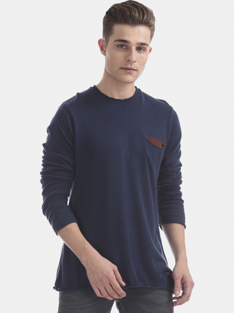 

Cherokee Men Navy Blue Solid Round Neck T-shirt