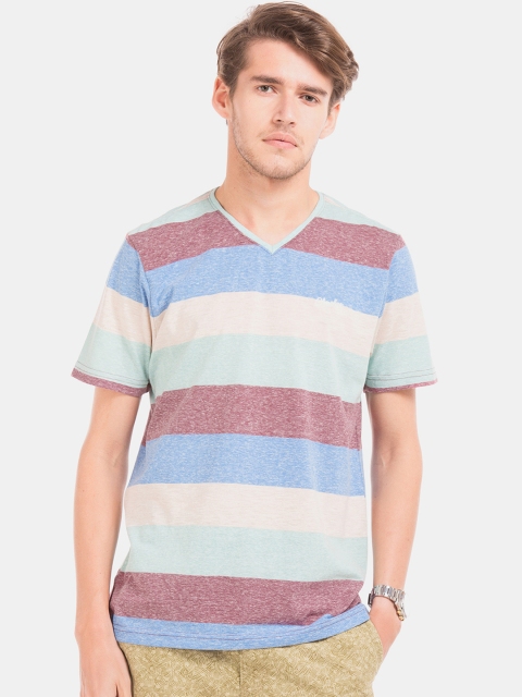 

Cherokee Men Multicoloured Striped V-Neck T-shirt, Multi