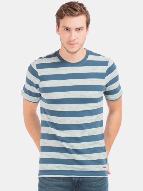 

Cherokee Men Blue Striped Slim Fit Round Neck T-shirt