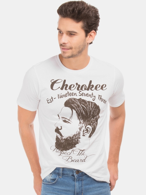 

Cherokee Men White Printed Round Neck T-shirt