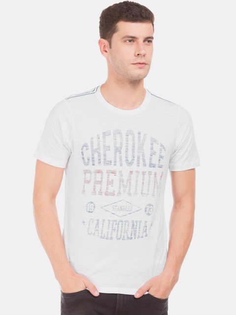 

Cherokee Men White Printed Round Neck T-shirt