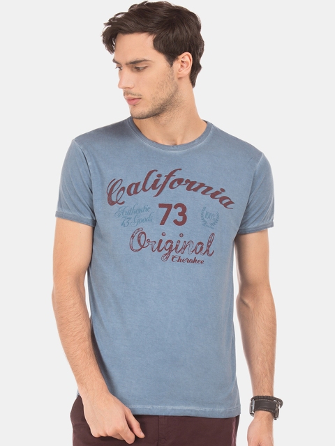 

Cherokee Men Blue & Brown Printed Round Neck T-shirt