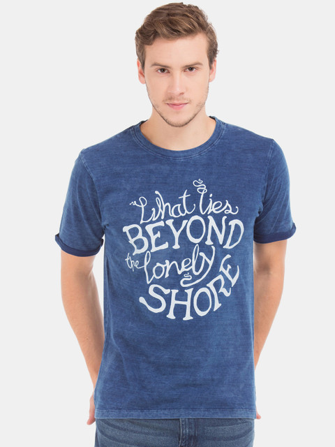 

Cherokee Men Blue Printed Round Neck T-shirt
