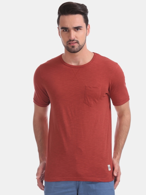 

Cherokee Men Red Solid Round Neck Pure Cotton T-shirt