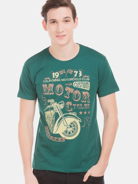 

Cherokee Men Green Printed Slim Fit Round Neck T-shirt