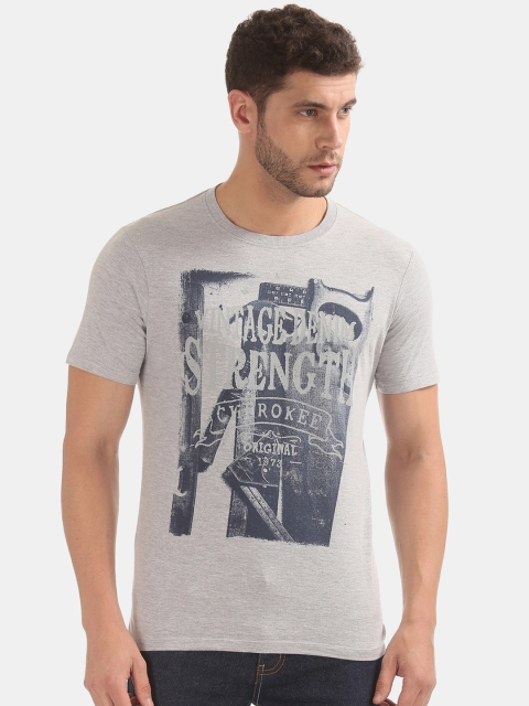 

Cherokee Men Grey Printed Round Neck Pure Cotton T-shirt