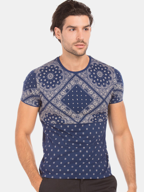

Cherokee Men Navy Blue Printed Round Neck T-shirt