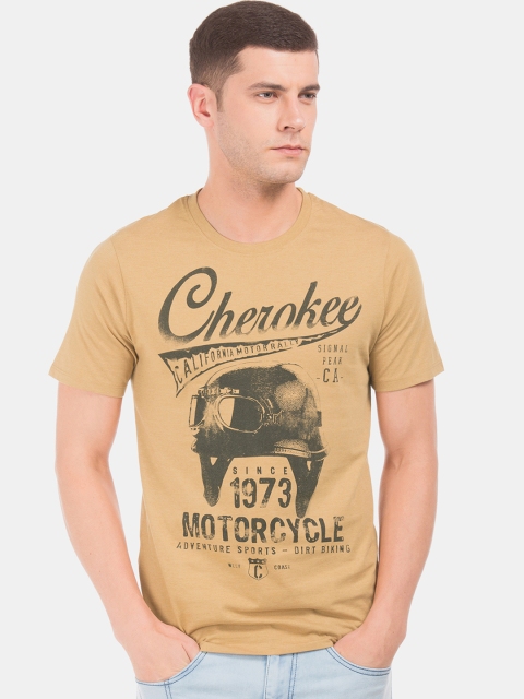 

Cherokee Men Beige Printed Round Neck T-shirt