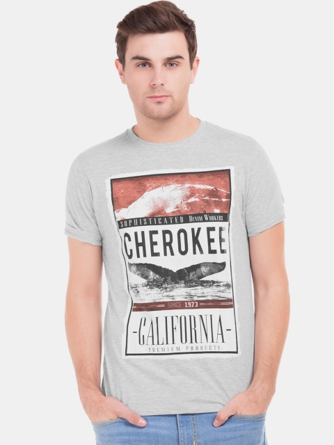 

Cherokee Men Grey & Brown Printed Round Neck T-shirt