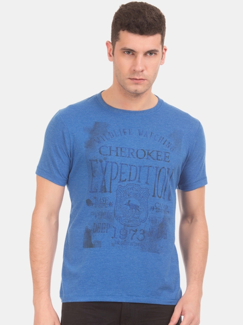 

Cherokee Men Blue Printed Round Neck T-shirt