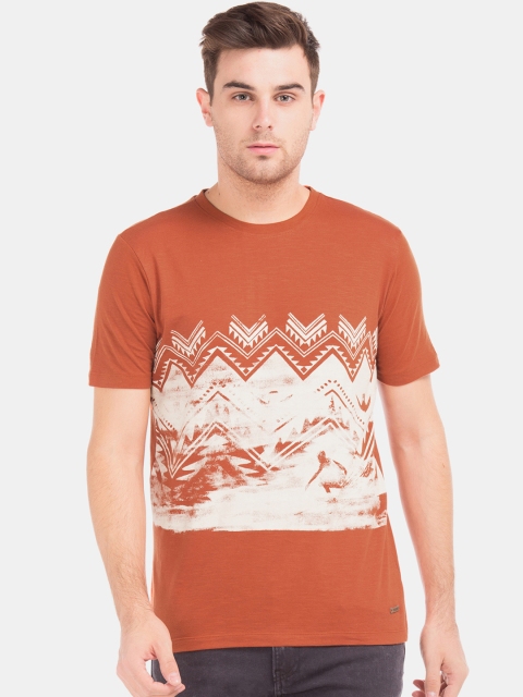 

Cherokee Men Rust Printed Round Neck T-shirt