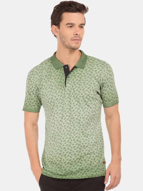 

Cherokee Men Green Printed Polo Collar T-shirt