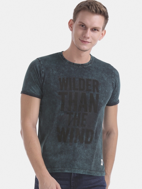 

Cherokee Men Green Printed Dyed Round Neck T-shirt