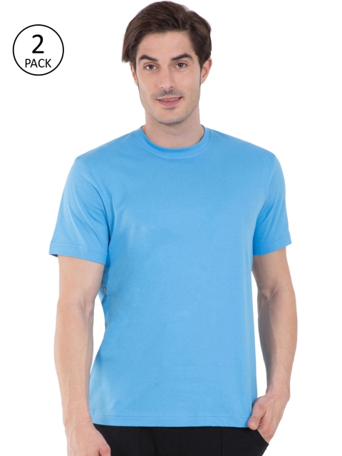 

Jockey Men Pack Of 2 Blue Solid Round Neck T-shirt