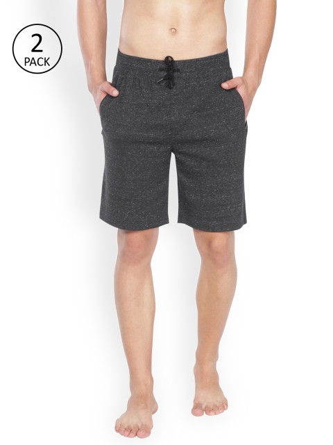 

Jockey Men Pack Of 2 Charcoal Grey Solid Straight Fit Lounge Shorts
