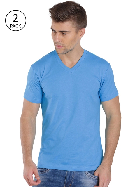 

Jockey Men Pack Of 2 Blue Solid Modern Fit V-Neck T-shirt