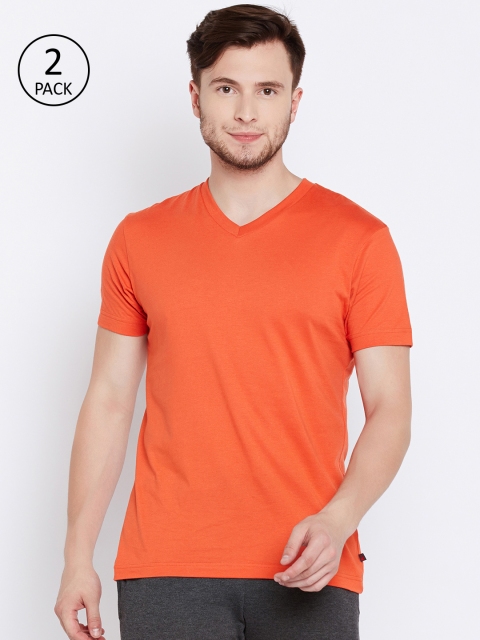 

Jockey Men Pack Of 2 Orange Solid V-Neck T-shirt