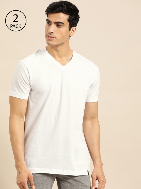 

Jockey Men Pack Of 2 White Solid V-Neck T-shirt