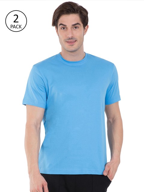 

Jockey Men Pack Of 2 Blue Solid Comfort Fit Round Neck Sports T-shirt