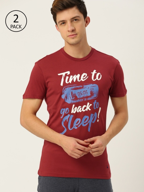 

Undercolors of Benetton Men Pack Of 2 Red Printed Lounge T-shirt