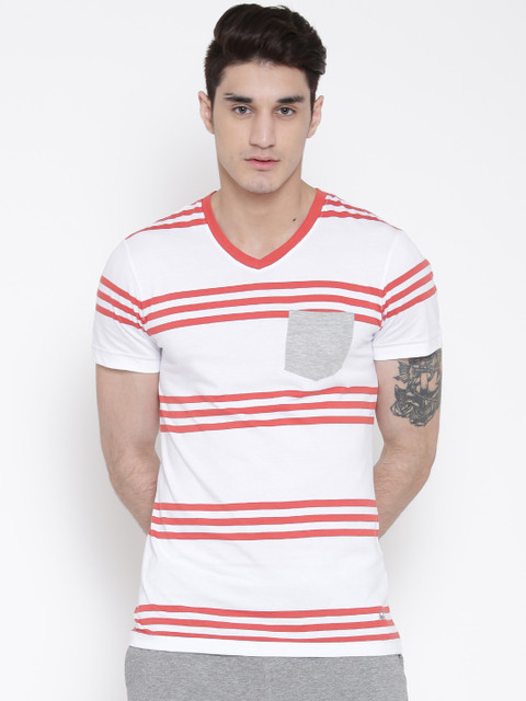 

Undercolors of Benetton Men Pack Of 2 White Striped V-Neck T-shirt