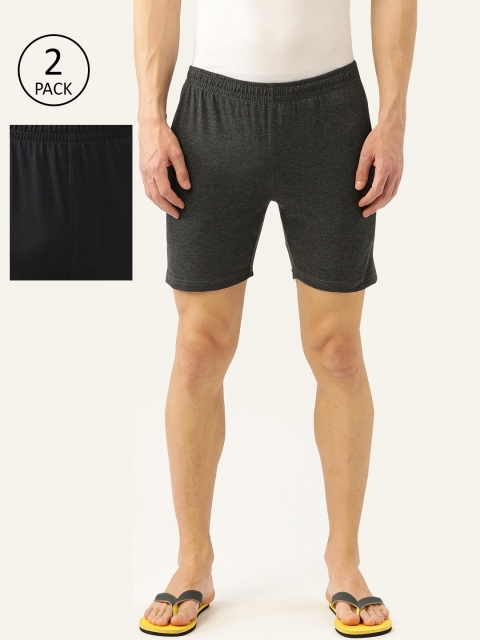 

Sweet Dreams Men Pack of 2 Solid Lounge Shorts, Navy blue