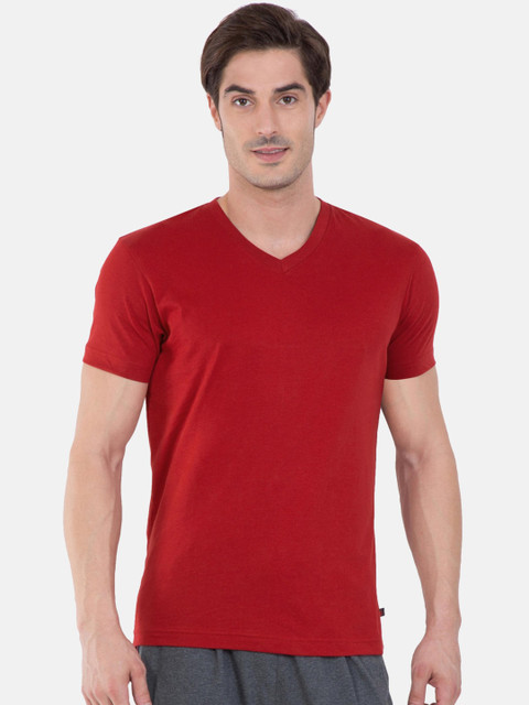 

Jockey Pack of 4 Men Red Solid Lounge T-shirt