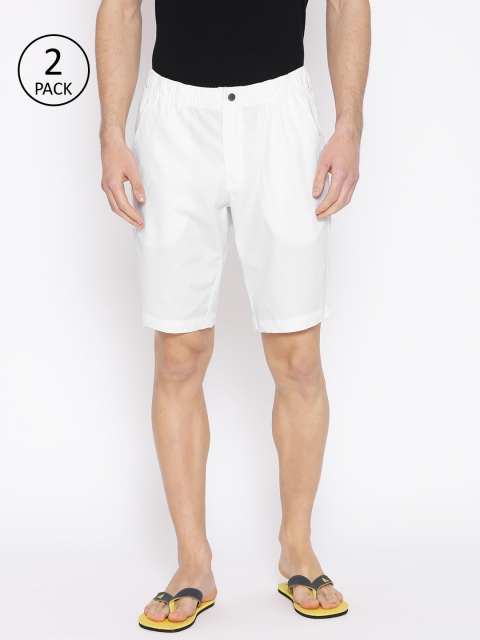 

Jockey Pack of 2 Men White Solid Lounge Shorts