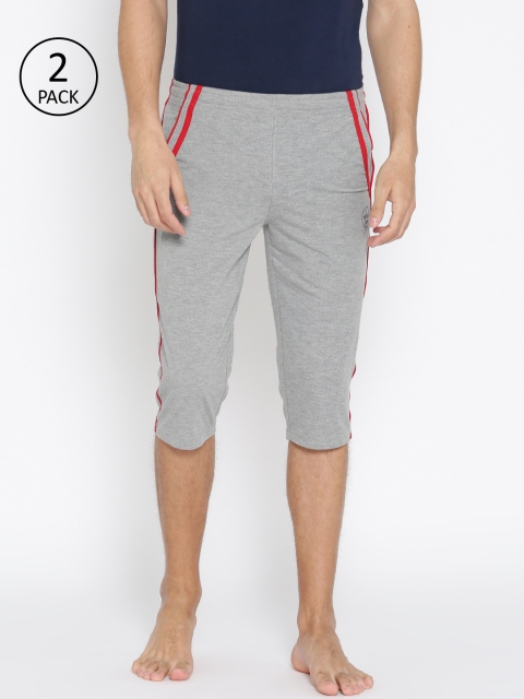 

Sweet Dreams Pack of 2 Men Grey Melange Solid Lounge Shorts