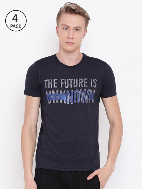 

Sweet Dreams Men Pack of 4 Navy Blue Printed T-shirts