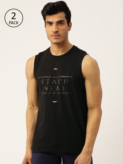 

Sweet Dreams Men Pack of 2 Black Sleeveless Printed Lounge T-Shirt