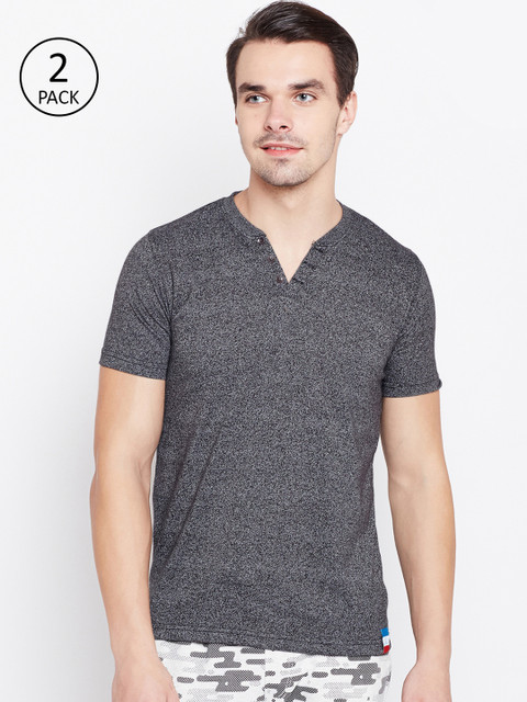 

Sweet Dreams Men Pack of 2 Charcoal Grey Solid Round Neck T-shirt